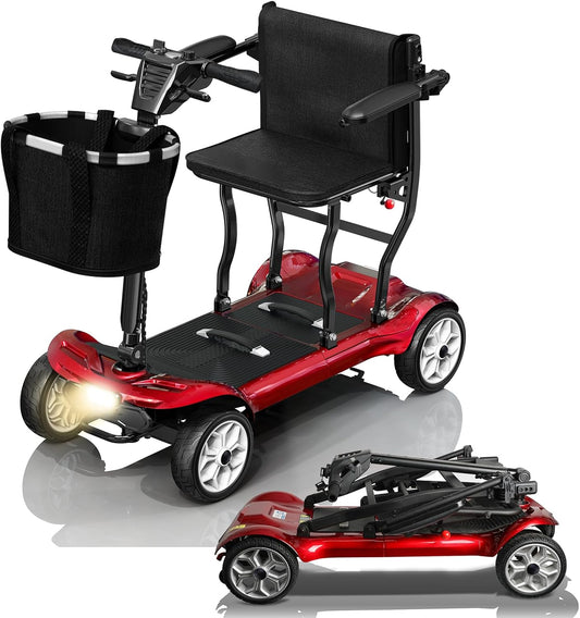 Hassky 4-Wheel Lightweight Folding Mobility Scooter for Seniors 22-Mile Range with Dual Batteries