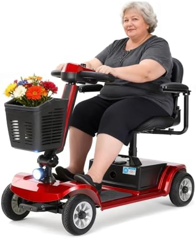 4 Wheel Mobility Scooter for Seniors & Adults Easy to Use Operate and Foldable ,Heavy Duty 418 LBS, 12.4 Mile Range, Tight Turning Radius