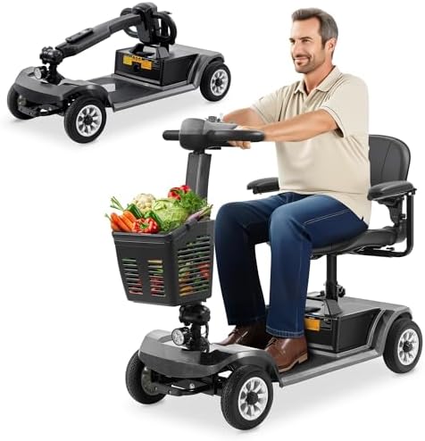 Easy-to-Operate Mobility Scooter for Seniors, 418 lb Capacity, 5-Step Quick Assembly, Adjustable Comfort Seat, Long 20KM Range |Magnetic Brake 4 Wheel Electric Scooter for Adults