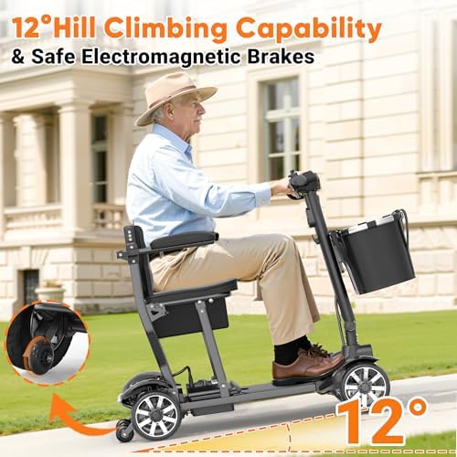 obility Scooter for Seniors, 38LBS 4 Wheels Mobility Scooter with LCD Display, 350LBS Capacity, Airline Approved, Lightweight Motorized Mobility Scooters, 30Miles, Black - Image 7