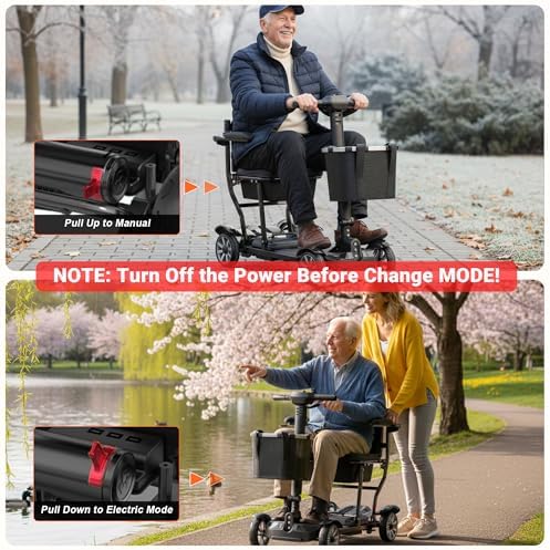 obility Scooter for Seniors, 38LBS 4 Wheels Mobility Scooter with LCD Display, 350LBS Capacity, Airline Approved, Lightweight Motorized Mobility Scooters, 30Miles, Black - Image 3
