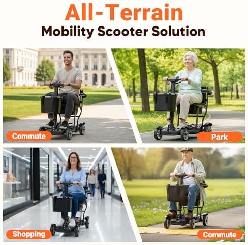 obility Scooter for Seniors, 38LBS 4 Wheels Mobility Scooter with LCD Display, 350LBS Capacity, Airline Approved, Lightweight Motorized Mobility Scooters, 30Miles, Black - Image 4