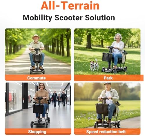 Mobility Scooter for Adults, 30Miles 4 Wheels Mobility Scooter with LCD Display, 350LBS Capacity & Lithium Battery, Airline Approved, 38LBS Motorized Mobility Scooter for Seniors, Silver - Image 3